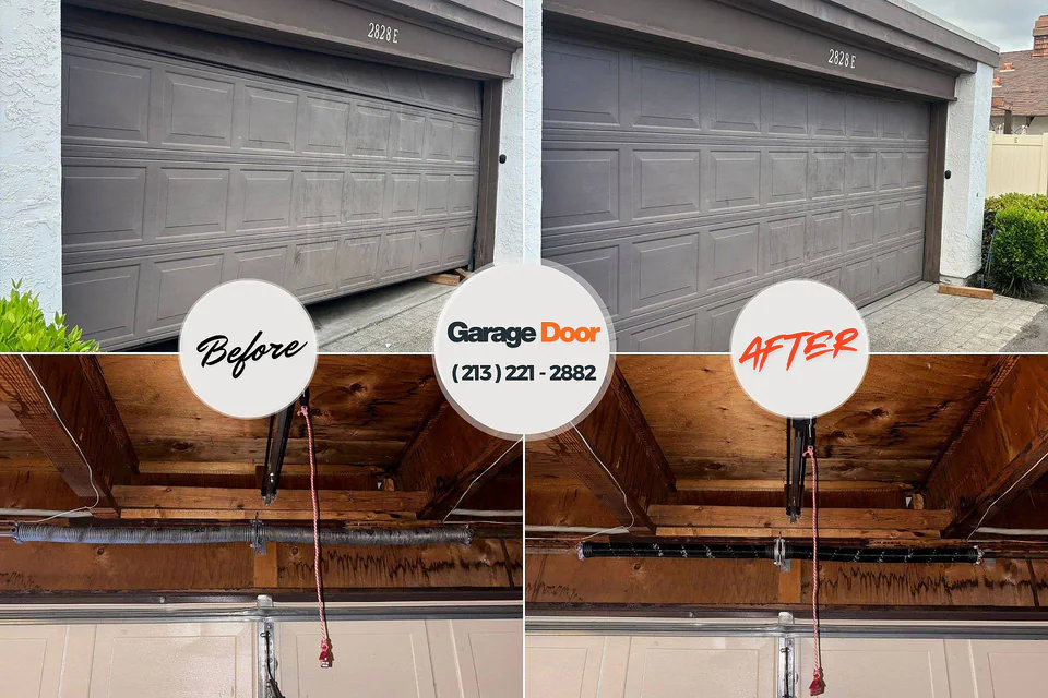 Before and after: garage door repair Clark Mills, NY